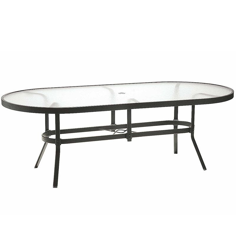 Oval glass outlet patio table